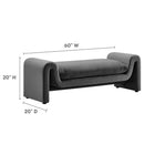 Modway Waverly Performance Velvet Bench - Grey-Performance Velvet Upholstery