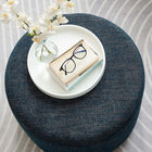 Modway - Callum Gros tissu rond tissé en bruyère de 23 pouces Rembourré Ottoman - Heathered Weave Azure-Arrivée entièrement assemblée