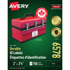 Avery White Laser Durable I.D. Labels, 2-5/8" x 2", 750 Pack (06578)-Permanent, Rectangular label