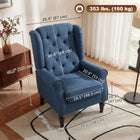 HOMCOM Fabric Accent Chair with Wood Legs - Rolled Arms for Bedroom - Blue-Wood frame and eucalyptus legs ensure stability and durability
