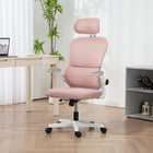 HOMCOM Ergonomic Mesh Office Chair with Lumbar Support - Pink-Breathable mesh fabric with high-density foam padding ensures enduring seat comfort