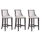 Manhattan Comfort - Tabouret de bar Fifth Avenue 19" traditionnel rembourré en similicuir - blanc perle et noyer - lot de 3-Tabouret de bar traditionnel avec dossier parfait pour une utilisation au bar et dans la cuisine. Ensemble de 3