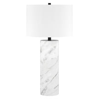 Hudson&Canal - Lampe de table haute Elise 76 cm (30 po) avec abat-jour en tissu - Marbre/Noir/Blanc-Design glamour pour votre salon, votre espace de travail ou votre table de chevet
