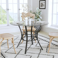 Flash Furniture Carlisle 42" Round Glass Dining Table with Black Metal Frame-Contemporary Style