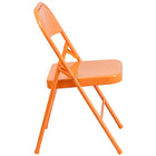 Flash Furniture HERCULES COLORBURST Series Orange Marmalade Triple Braced & Double Hinged Metal Folding Chair-300 lb. Weight Capacity