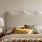 Modway Athena Stain-Resistant Performance Velvet King Size Headboard - Almond-Wood Blend Frame