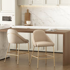 Manhattan Comfort Gracie 22" Modern Leatherette Upholstered Counter Stool - Tan and Gold - 2 Pack-Frame and Legs Features Choice of Fully Welded Black Steel or Gold Stainless Steel