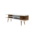 Manhattan Comfort Utopia 70.47" TV Stand, White and Maple Cream (19752)-Ample Storage Space with Media Holes for Wire Management.