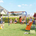 Outsunny - Portique 4 en 1 en métal avec double balançoires, planeur, toboggan - échelle-Peut accueillir jusqu'à cinq enfants à la fois 