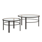 Hudson&Canal Gaia Round Nested Coffee Table - Blackened Bronze-Larger table is 36" in diameter and 18.5" tall, smaller table is 26.75" in diameter and 16.5" tall