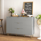HOMCOM 47.2" L Sideboard Buffet Cabinet - Grey-Three drawers and two cabinets offer ample storage for utensils
