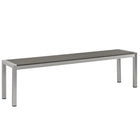 Modway Shore Outdoor Patio Aluminum Bench - Silver/Grey-Modern Outdoor Bench