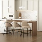 Manhattan Comfort - Gracie tabouret de comptoir moderne de 22" en similicuir rembourré - beige et noir - lot de 3-Le cadre et les pieds sont dotés d’un choix d’acier noir entièrement soudé ou d’acier inoxydable doré