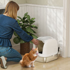 PawHut - grande litière pour chat en acier inoxydable avec couvercle et pelle-Un design entièrement fermé avec un compartiment désodorisant retient les mauvaises odeurs 