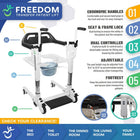 Mobile Patient Lift Freedom & Independence Electric Patient Lift - 34.5"- 42.5" Adjustable Height - White/Black-Includes portable commode pail for added versatility