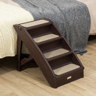 PawHut 4-Level Portable Foldable Dog Stairs - Dark Brown-Easily folds and can be tucked away when needed 