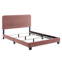 Modway Celine Channel Tufted Performance Velvet Queen Bed - Dusty Rose-Queen Bed
