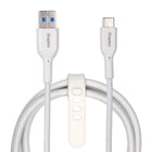 Staples TECH USB-C to USB-A Charging Cable - 3.3 ft. - White -Braided cable for durability and tangle-prevention