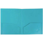 JAM Paper Heavy Duty Plastic Two-Pocket School Folders - Teal Blue - 6 Pack-Size: 9 x 12 inches