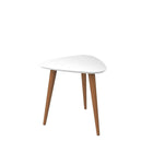 Manhattan Comfort Utopia 19.68" Triangle End Table, White Gloss and Maple Cream (89852)-Fashionable Splayed Legs made from Solid Wood for Extra Durability.