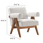 Modway Lyra Fabric Armchair - Ivory Fabric-Non-removable Cushions