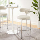 Modway Albie Fabric Bar Stools - Beige/Silver - 2 Pack-Adjustable Non-Marking Foot Pins