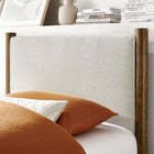 Modway Maven Twin Size Fabric Upholstered Platform Bed - Ivory Walnut-Upholstered Headboard and Footboard