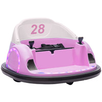 Qaba 12V Bumper Car for Toddlers with 360 Degree Spin, Remote Control - Pink-360° rotation allows forward and backward movement for fun maneuvering 