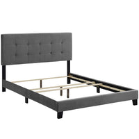 Modway Amira Performance Velvet Full Bed - Grey-Bed Frame With Headboard