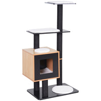 PawHut - arbre à chat en bois 47 po, tour condo avec poteau à griffer, balle jouet - noir-Meuble pour chat avec condo et perchoirs 