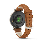 Garmin Lily 2 - Cream Gold Case with Tan Leather Band-Lily 2 tracks steps, calories burned, intensity minutes and more. Switch up your workout with built-in sports apps for cardio, yoga, dance fitness, strength training and more