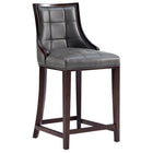 Manhattan Comfort - Fifth Avenue tabouret de comptoir traditionnel de 19" en similicuir rembourré - gris galet-Coutures rectangulaires raffinées