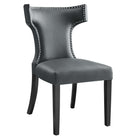 Modway Curve Vegan Leather Dining Chair - Grey-Dining Chair With Nailhead Trim