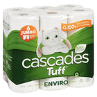 Cascades Tuff Enviro Jumbo Kitchen Roll Paper Towels - 100% recycled - 105 Sheets - White - 4 Packs of 6 Rolls - 24 Rolls-105 sheets per roll