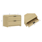 Manhattan Comfort Grace 28" Modern Nightstand 2-Piece Set - Natural Oak/Black-Horizontal Glam Drawer Handles Made of Metal with a Choice of Black or Gold Finish