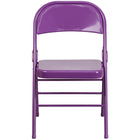 Chaise pliante de la série HERCULES COLORBURST en métal violet impulsif à triple entretoise et double charnière-Ensemble de 4 chaises pliantes en métal