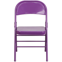 Chaise pliante de la série HERCULES COLORBURST en métal violet impulsif à triple entretoise et double charnière-Ensemble de 4 chaises pliantes en métal