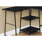Monarch Specialties - 7594 Bureau 48 po L - Dessus Marbre Noir De Coin/Metal Noir-Idéal pour les plus petits espaces de travail nécessitant du rangement, ce bureau à 3 niveaux ouverts. Finition sur tous les côtés pour un placement polyvalent dans votre bureau à domicile