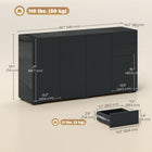 HOMCOM 55.1" L High Gloss Buffet Sideboard with 2 Drawers - Black-Moving shelf in the small cabinet for customized storage space