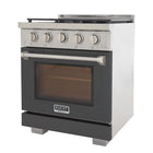 Kucht 30" KFX-X Series Pro Style Natural Gas Range - Stainless Steel/Cement Gray-Heavy duty cast iron grates allow moving cookware across burners without lifting