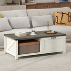 HOMCOM Farmhouse Coffee Table with Storage Shelf for Living Room - White-Material: Particle Board