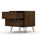 Manhattan Comfort - Rockefeller Table de Nuit 2 Tiroirs Style Mid-Century Modern 51 cm - Marron - Lot de 2-Pieds évasés en fil métallique à la mode pour une durabilité accrue