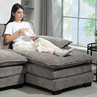 HOMCOM - Canapé en chenille en forme de L avec méridienne - gris-La structure en panneau composite garantit la durabilité 