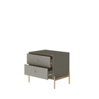 Manhattan Comfort Jasper 25.15" Modern Nightstand 2-Piece Set - Grey-Steel Legs Brushed with Gold Finish for Style and Durability