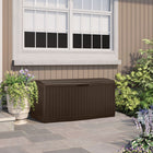 Suncast - Coffre de terrasse de 124 gal avec motif en chevrons - couleur Java-La construction tous temps offre une résistance à l’eau et une protection contre les rayons UV.