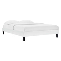 Modway Reign Performance Velvet Full Platform Bed Frame - White-Upholstered Full Platform Bed Frame