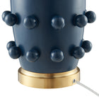 Hudson&Canal - Lampe de table en céramique Farrington de 66 cm de haut avec abat-jour en tissu - Bleu marine mat/blanc-Comprend un cordon de 6 pieds avec interrupteur à prise rotative