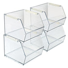 Azar - Petit bac de rangement empilable en plastique - Transparent - Paquet de 4-Le design empilable crée un rangement vertical et économise un espace précieux