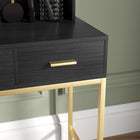 HOMCOM Vanity Desk with Mirror and Lights - 38.6" L x 17.7" W x 54.3" H - Black-Assembly required