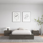 Nexera - Lit Plateforme James en Chêne Gris-Pas de sommier requis : Compatible avec votre matelas préféré (vendu séparément) grâce à des supports centraux fiables, éliminant le besoin d'un sommier
